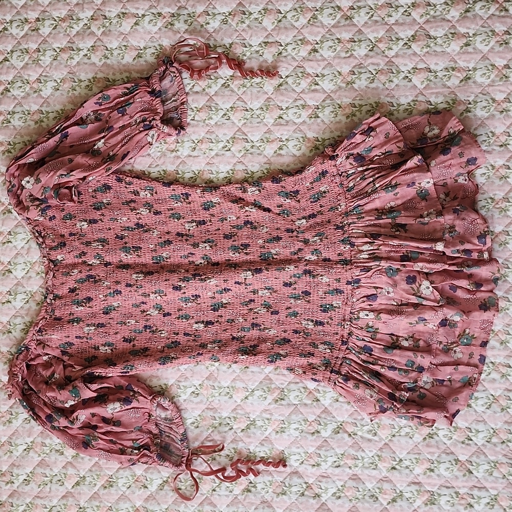 Loveshackfancy Violet Hollywood Pink Floral Smocked Dress with Ruffle Hem XS - Picture 15 of 17